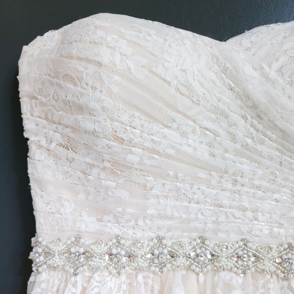 Anthropologie BHLDN Whispers + Echos Freesia lace strapless wedding gown - Picture 7 of 16